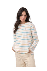 Lighthouse Womens Top Causeway L/S Blue/Clay Stripe