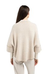 YAYA Womens Chunky Knit Poncho Cardigan Oxford Tan Brown Dessin