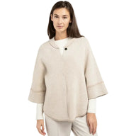 YAYA Womens Chunky Knit Poncho Cardigan Oxford Tan Brown Dessin