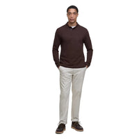 Barbour Mens Polo Shirt Essential LS Tartan Pique Dark Oak