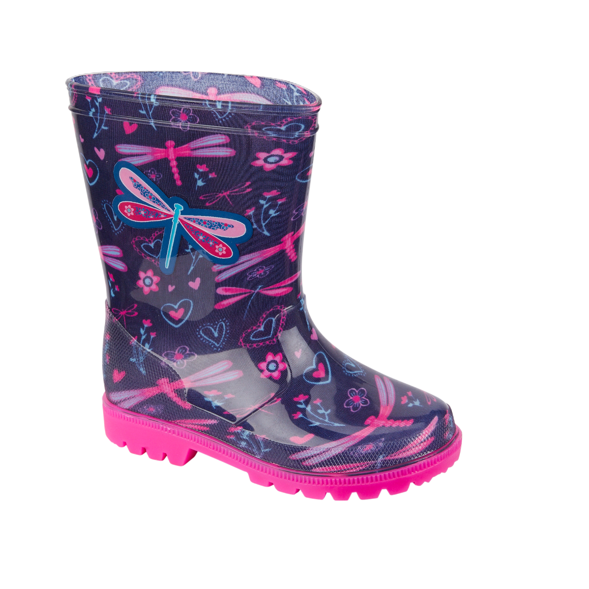 LJ & R Girls Wellington Dragonfly Navy/Pink