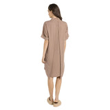 Yaya Womens Dress with short sleeves and polo collar Brownie Brown