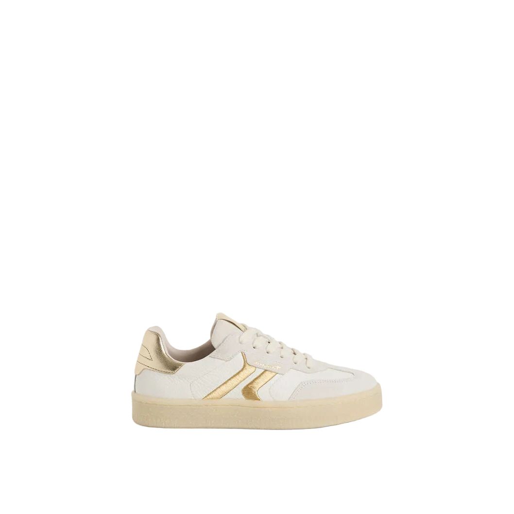 Tamaris women's white and gold lace-up shoe