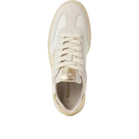 Tamaris women's white and gold lace-up shoe