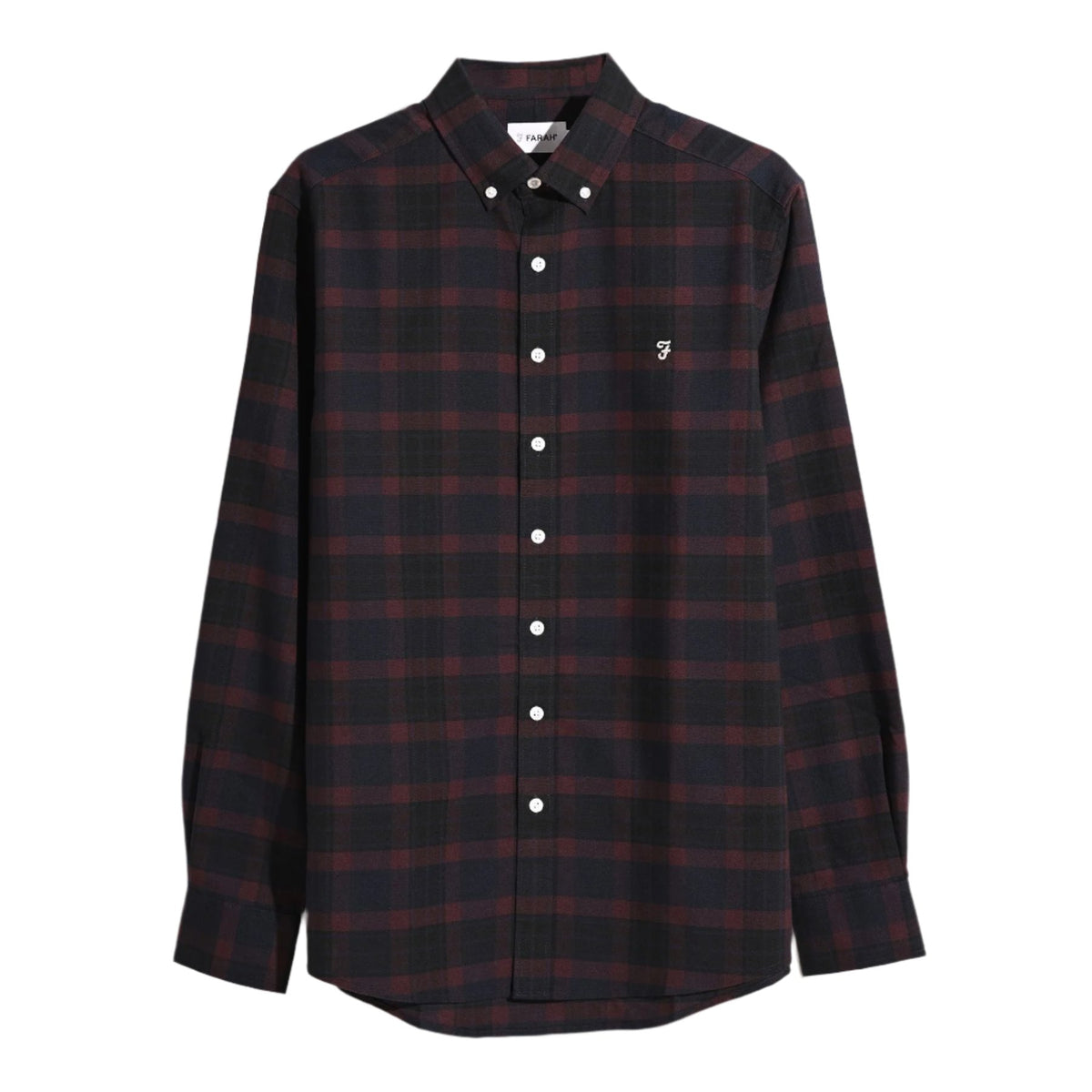 Farah Foster men's oxblood long-sleeve shirt