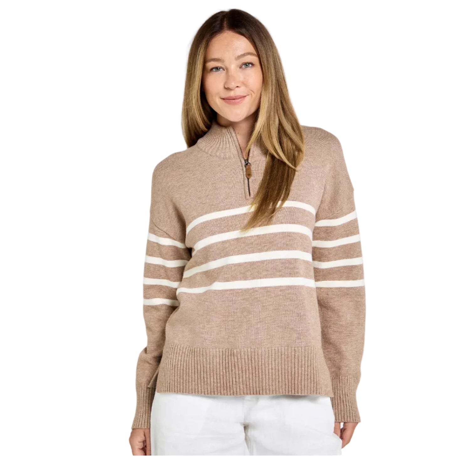 Dubarry Womens Fonthill Zip Neck Sweater Taupe