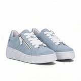 Rieker women's blue suede lace-up trainer