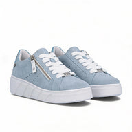 Rieker women's blue suede lace-up trainer