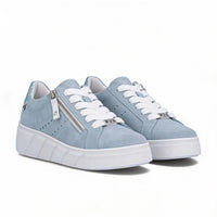 Rieker women's blue suede lace-up trainer