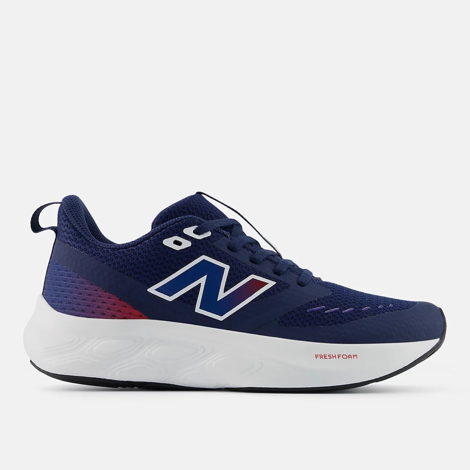New Balance kids' navy and red lace-up trainer