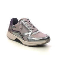 Gabor women's silver suede lace-up trainer