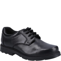 Hush Puppies boys' black leather lace-up school shoe