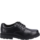 Hush Puppies boys' black leather lace-up school shoe