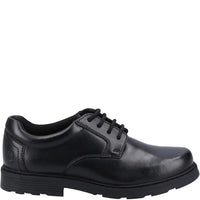 Hush Puppies boys' black leather lace-up school shoe