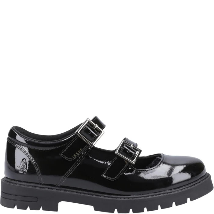 Hush Puppies Girls School Shoe Ella Patent Junior Black