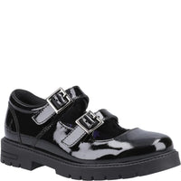 Hush Puppies Girls School Shoe Ella Patent Senior Black
