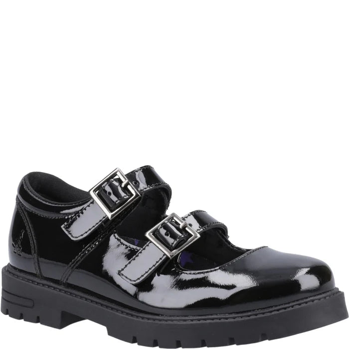 Hush Puppies Girls School Shoe Ella Patent Senior Black