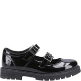 Hush Puppies Girls School Shoe Ella Patent Senior Black