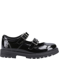 Hush Puppies Girls School Shoe Ella Patent Senior Black