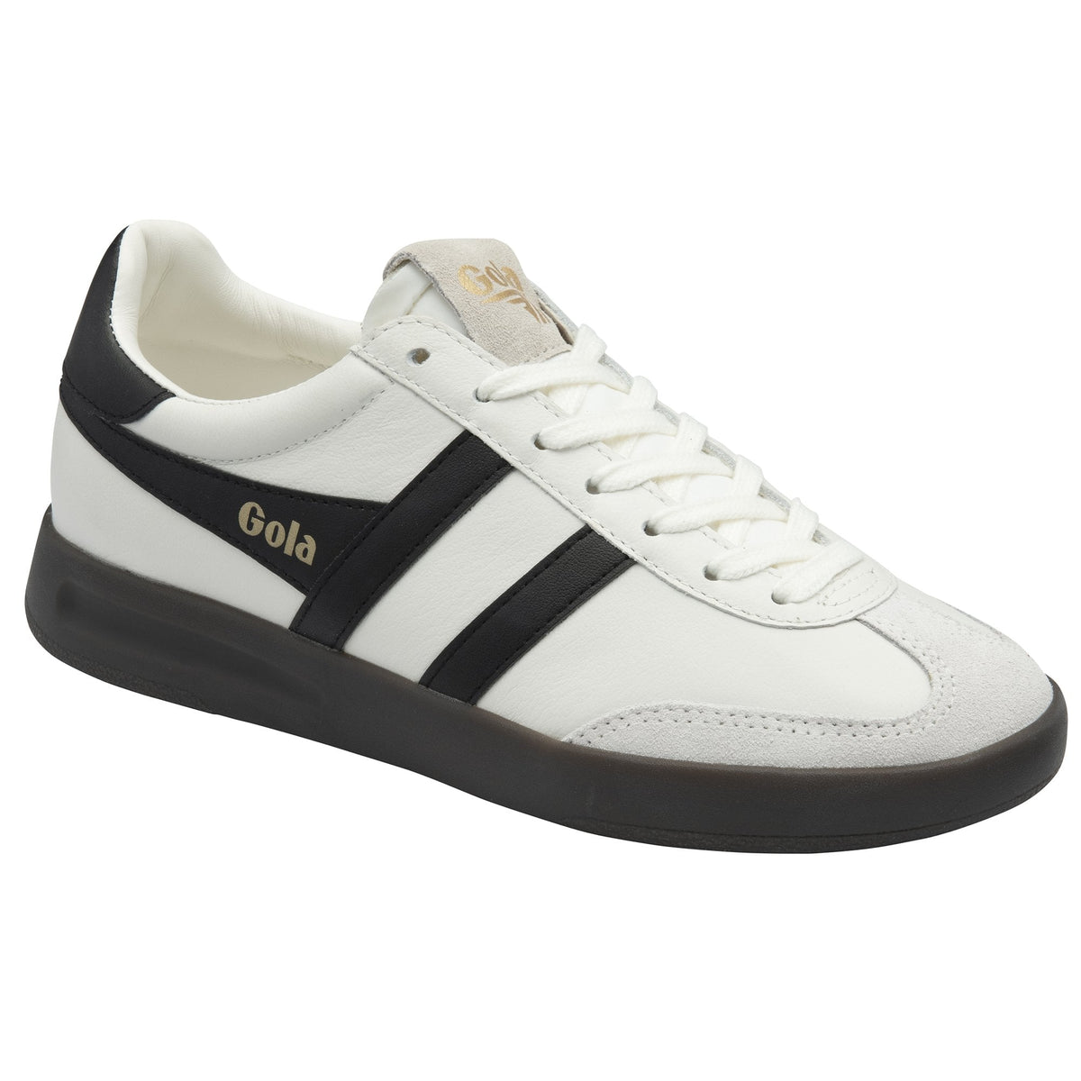 Gola Womens Cyclone Leather Shoe White/Black/Dark Gum