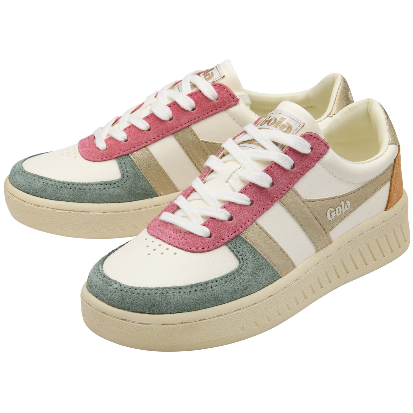 Gola Womens Trainer Grandslam Quadrant Off White/Green Mist/Gold/Salmon