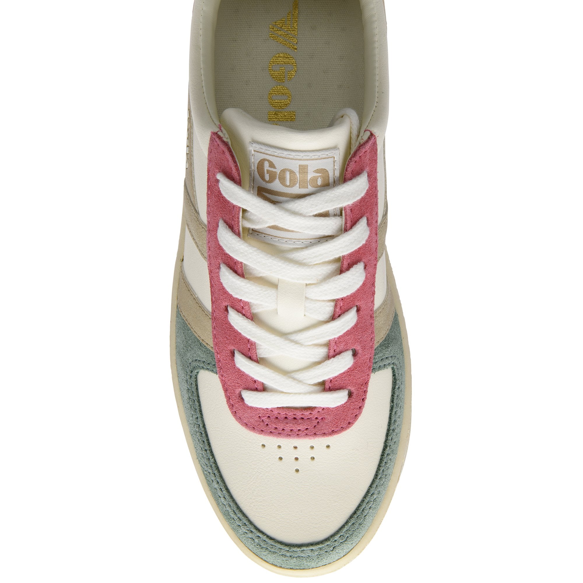 Gola Womens Trainer Grandslam Quadrant Off White/Green Mist/Gold/Salmon