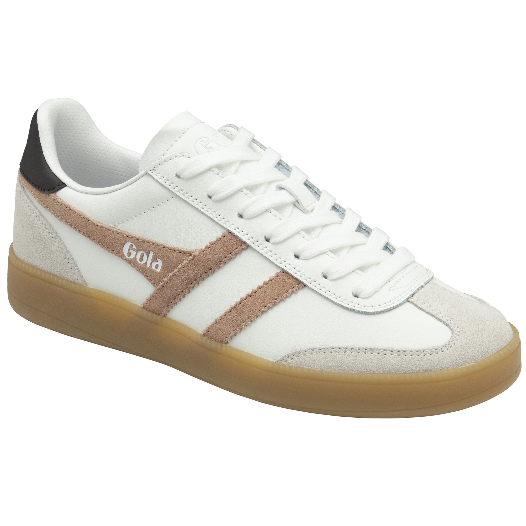Gola Womens Trainer Viper Leather White/Cameo/Dark Brown/Gum