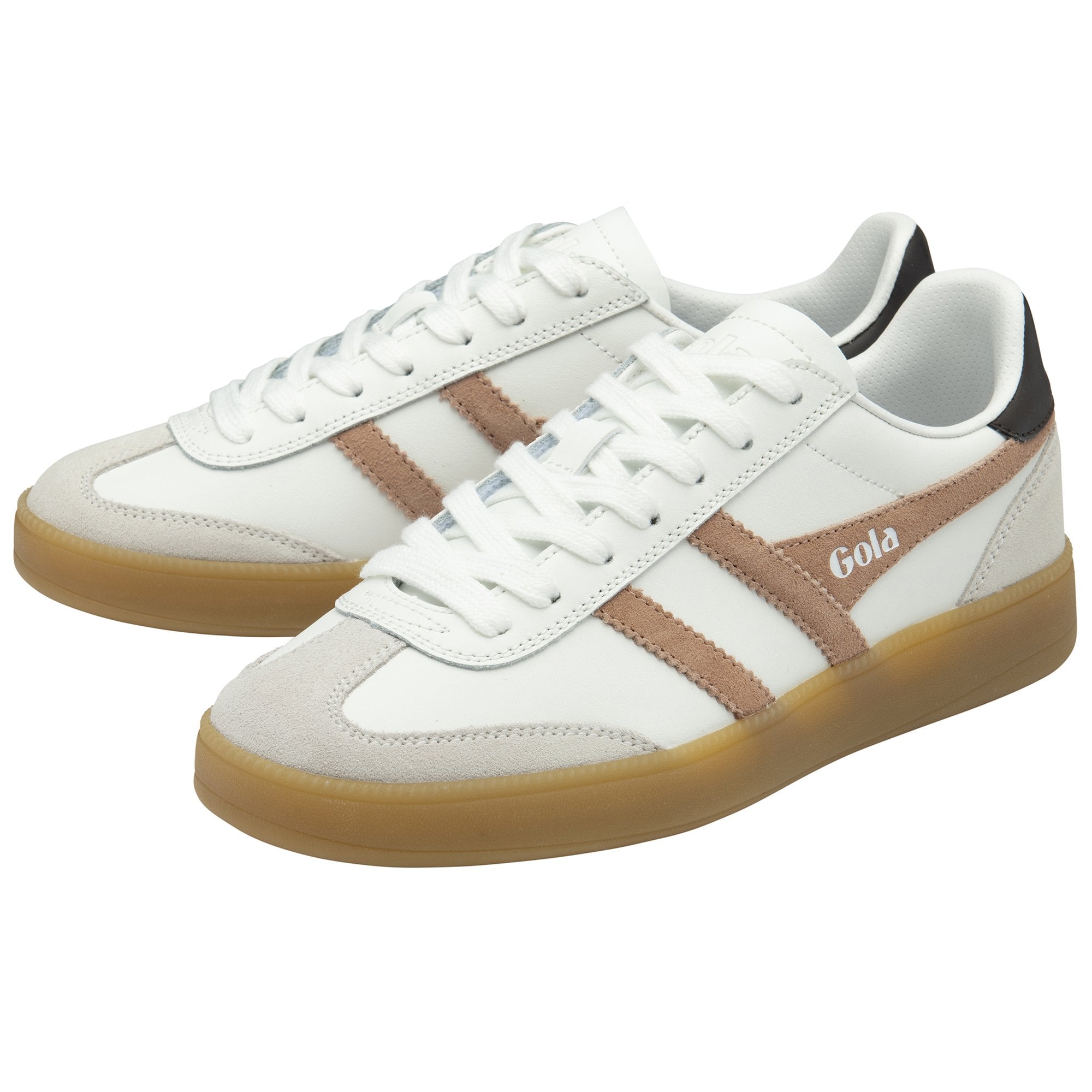 Gola Womens Trainer Viper Leather White/Cameo/Dark Brown/Gum