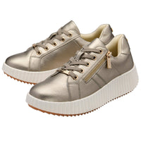 Lotus women's gold lace-up trainer