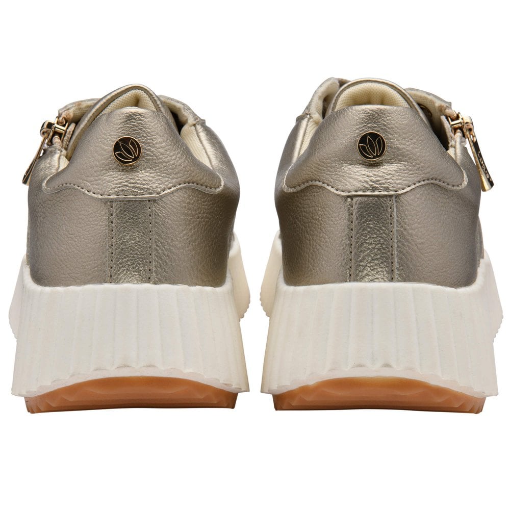 Lotus women's gold lace-up trainer