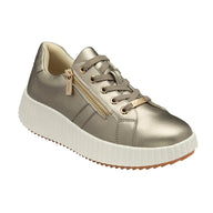 Lotus women's gold lace-up trainer