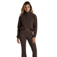 Gym+Coffee Womens Jumper Sierra Snap Collar Mocha Bean