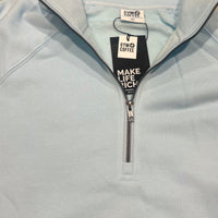 Gym+Coffee Womens Half Zip Clubhouse Baby Blue