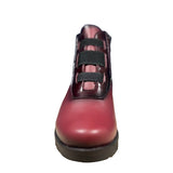 Pepe Saenz women's burgundy patent boot with zip
