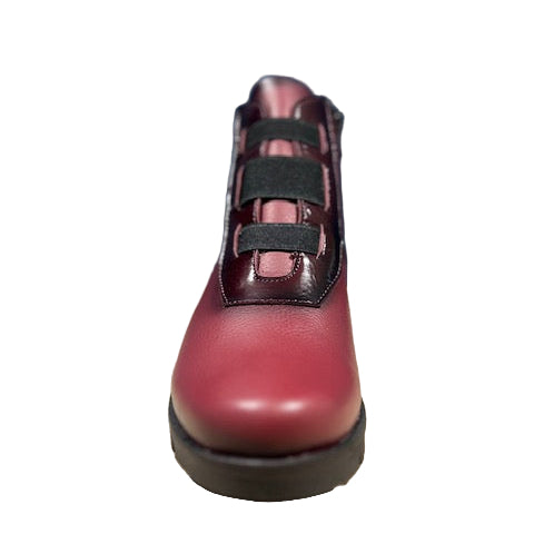Pepe Saenz women's burgundy patent boot with zip