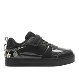 Lelli Kelly girls' black patent lace-up trainer