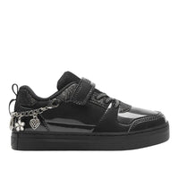 Lelli Kelly girls' black patent lace-up trainer