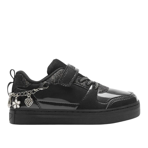 Lelli Kelly girls' black patent lace-up trainer