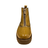 Pepe Saenz women's khaki patent boot with zip
