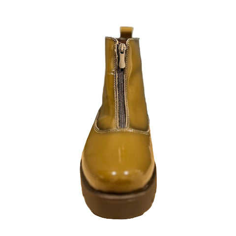 Pepe Saenz women's khaki patent boot with zip