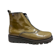 Pepe Saenz women's khaki patent boot with zip