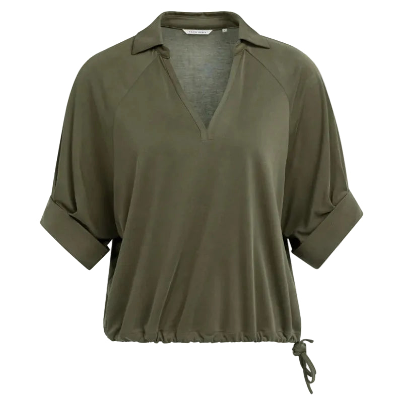 YAYA Womens Top 01-709381-604 Army Green