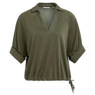 YAYA Womens Top 01-709381-604 Army Green