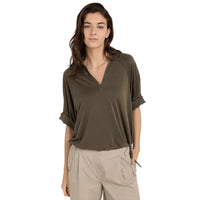 YAYA Womens Top 01-709381-604 Army Green