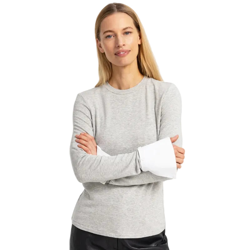 Yaya women's jumper in medium grey melange