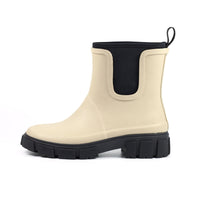 Lazy Dogz women's cream slip-on wellington boots