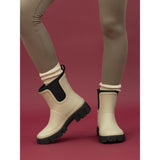 Lazy Dogz women's cream slip-on wellington boots