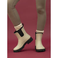 Lazy Dogz women's cream slip-on wellington boots