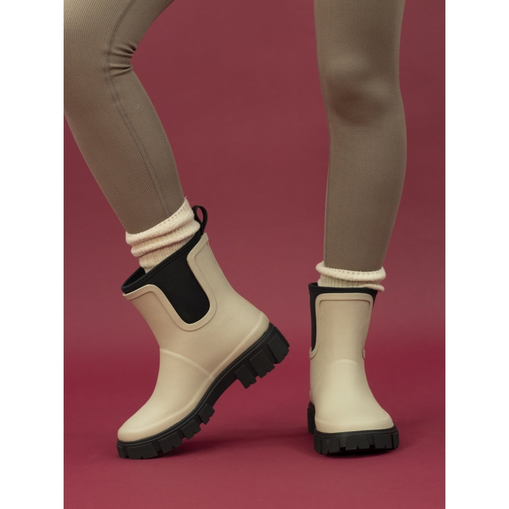 Lazy Dogz women's cream slip-on wellington boots