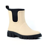 Lazy Dogz women's cream slip-on wellington boots